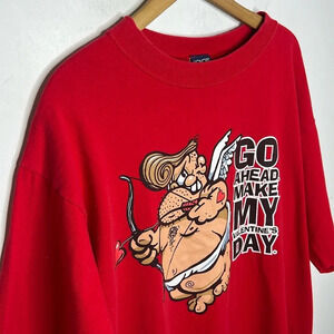 Vintage 90s Valentine’s Day Graphic Tee Cupid Cartoon Red Single Stitch USA L